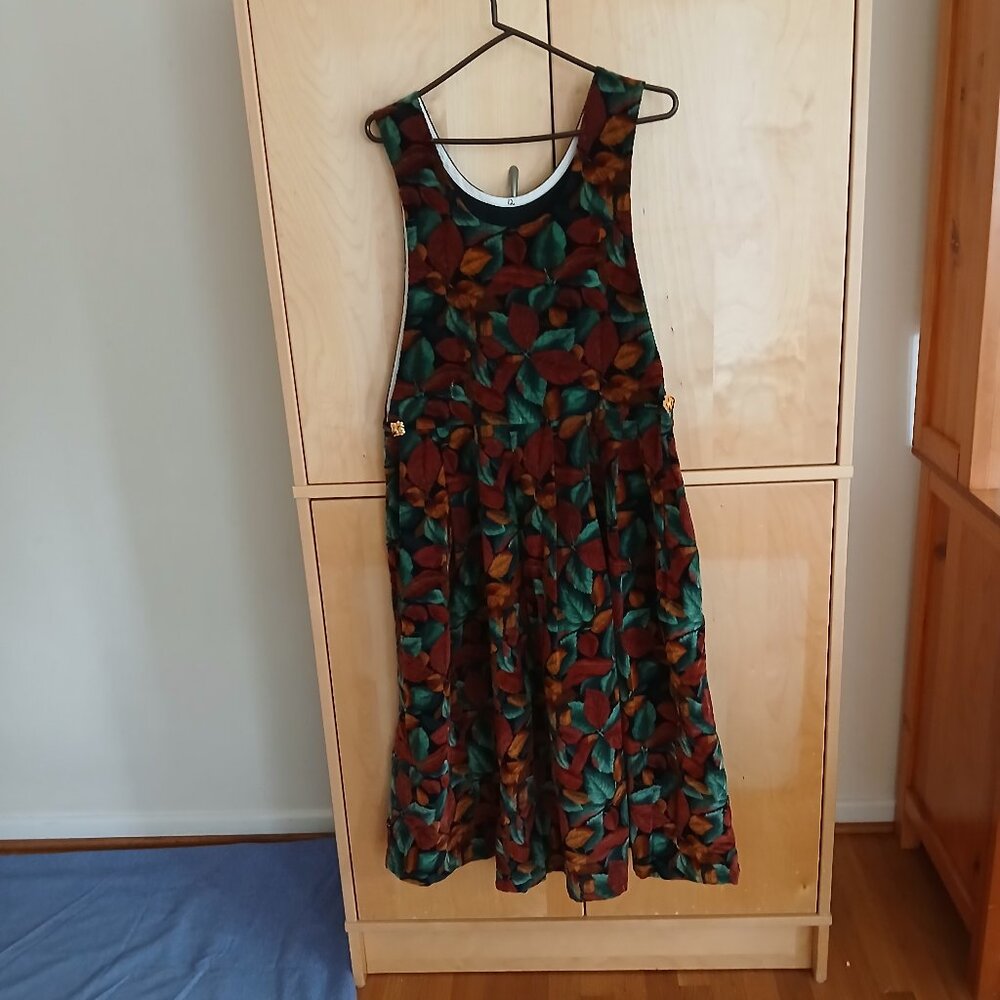 Fall Leaves Sleeveless Velvety Women Dress size 12